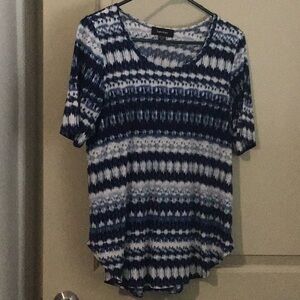 Karen Kane Navy and White Patterned Top